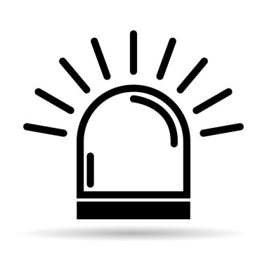 Siren yangın alarmı işareti, tehlike işareti ışık işareti, ambulans polisi uyarı vektör çizimi .