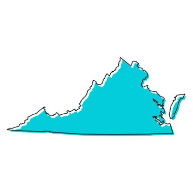 Virginia haritası şekli, Amerika Birleşik Devletleri. Düz konsept simge vektör çizimi .