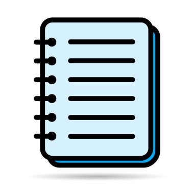 Spiral notebook shadow icon, paper blank page symbol, note web flat vector illustration .