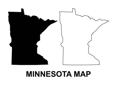 Minnesota haritası seti, Amerika Birleşik Devletleri. Düz konsept vektör çizimi .