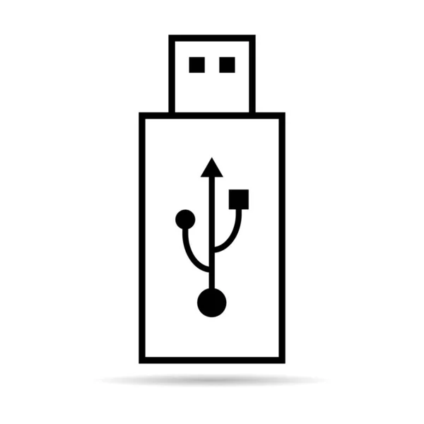 Usb Icon Technologie Mit Schatten Geräteschild Anschließen Tragbares Elektronisches Symbol — Stockvektor
