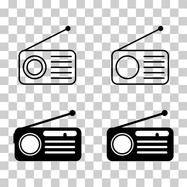 stock vector Set of Retro radio station icon, flat isolated music sound media button, web vector illustration .