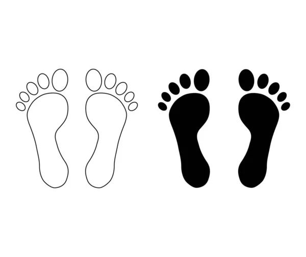 Set Foot Print Human Sign Track Walking Icon Outline Vector — Vetor de Stock