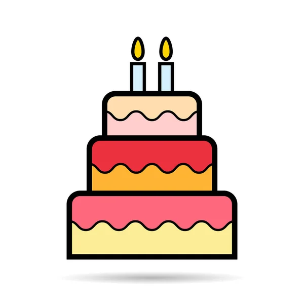 Тень Иконки Сладкого Торта Символ Еды Десерт Днем Рождения Графические — стоковый вектор
