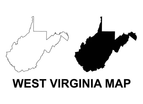Набор Карт Западной Вирджинии Объединенные Штаты Америки Иллюстрация Вектора Символов — стоковый вектор