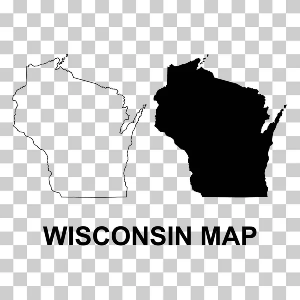 Uppsättning Wisconsin Kartform Amerikas Förenta Stater Platt Begrepp Ikon Symbol — Stock vektor