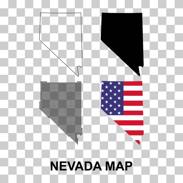 Set Nevada Map Shape United States America Flat Concept Icon — Vetor de Stock