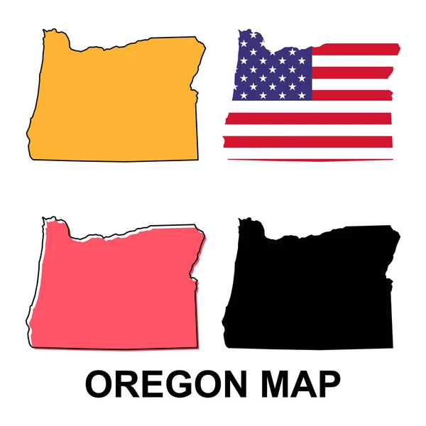 Serie Mappe Dell Oregon Stati Uniti America Simbolo Concetto Piatto — Vettoriale Stock
