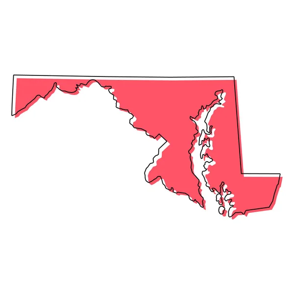 Maryland Kartform Amerikas Förenta Stater Platt Begrepp Ikon Symbol Vektor — Stock vektor