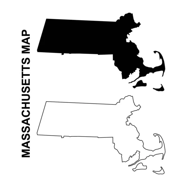 Набор Карт Массачусетса Соединенные Штаты Америки Векторная Иллюстрация Плоской Концепции — стоковый вектор