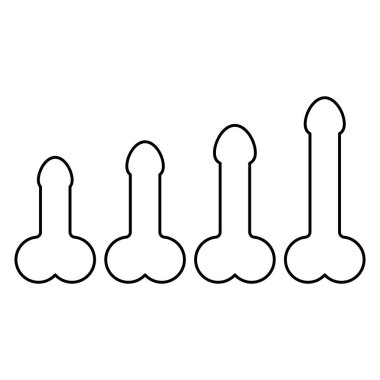 Set of Man anatomy organ, penis pictogram icon, masculine genital web graphic vector illustration .