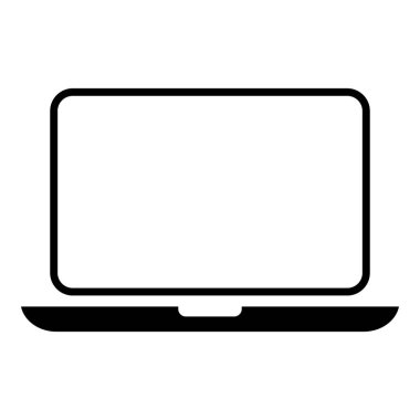 Laptop düz web simgesi, dizüstü bilgisayar teknolojisi sembolü, boş ekran vektör illüstrasyonu .