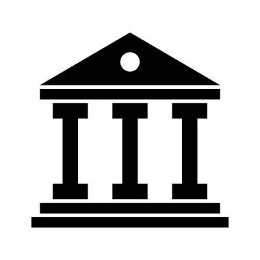 Building university architecture icon, museum roman symbol, flat design vector illustration .