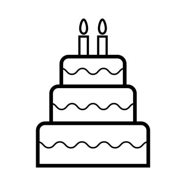 Tatlı pasta ikonu, pastane tatlı besin sembolü, mutlu yıllar grafik vektör çizimi .