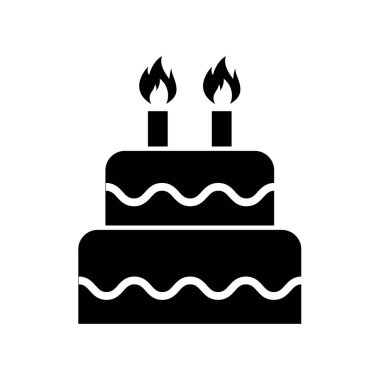 Tatlı pasta ikonu, pastane tatlı besin sembolü, mutlu yıllar grafik vektör çizimi .