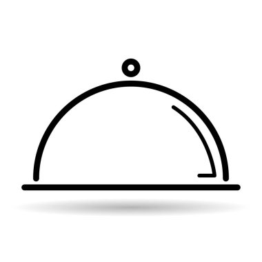 Waiter tray shadow icon, dish menu restaurant web symbol, lunch design vector illustration .