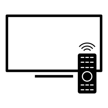 Uzak TV aygıtı simgesi, kontrol teknolojisi medya televizyon işareti, web dijital vektör illüstrasyonu .