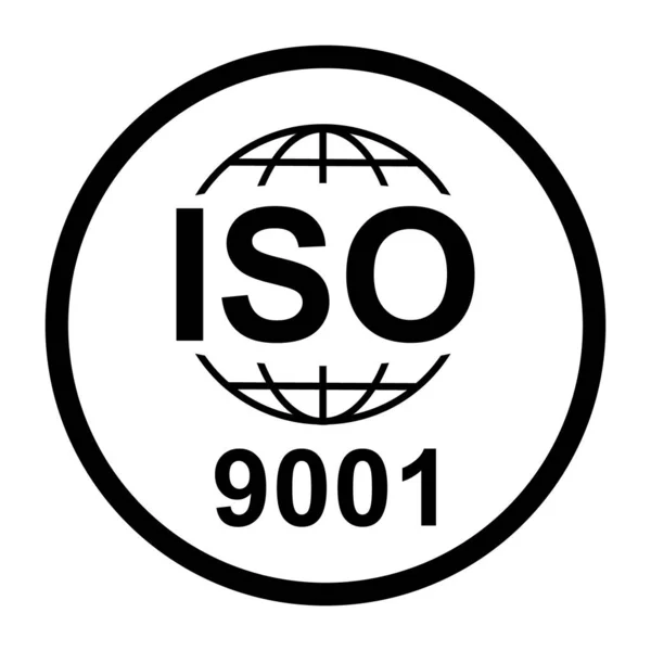 Iso 9001 Ikonen Standardkvalitetssymbol Vektor Knapp Tecken Isolerad Vit Bakgrund — Stock vektor