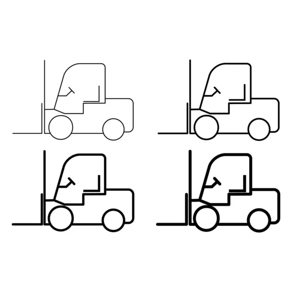 Conjunto Ícone Transporte Empilhadeira Símbolo Máquina Veículo Indústria Ilustração Vetor — Vetor de Stock