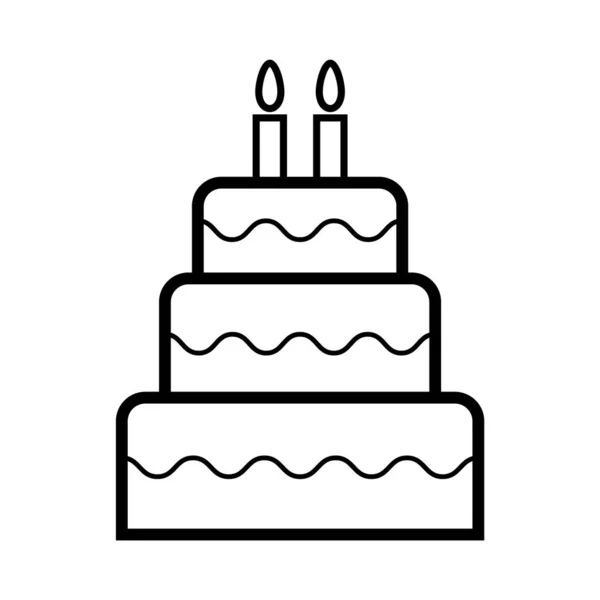 Sweet Cake Icon Bakery Dessert Food Symbol Happy Birthday Day — Stock Vector