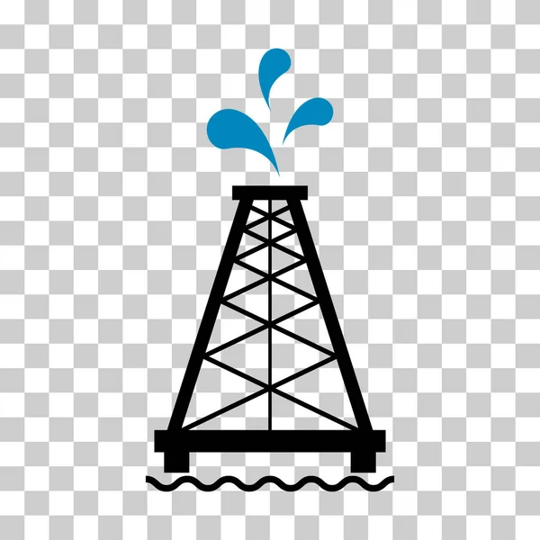 Oljerigg Platt Grafisk Ikon Bränsle Plattform Industri Torn Gas Tecken — Stock vektor