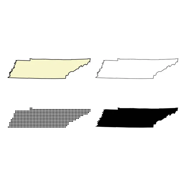 一套田纳西州的地图形状 统一的美国 平面概念矢量说明 — 图库矢量图片