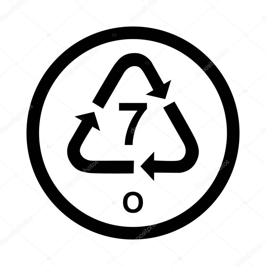 Plastic symbol, ecology recycling sign isolated on white background. Package waste icon .