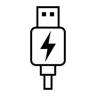 USB kablo ikonu teknolojisi, bağlantı aygıtı işareti, elektronik taşınabilir sembol, vektör illüstrasyon ortamı .