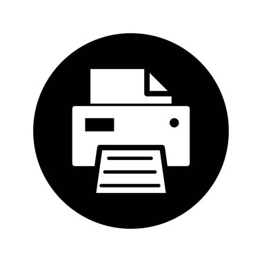 Yazıcı belgesi web simgesi, yazdırma makinesi teknolojisi düz işaret çizimi .