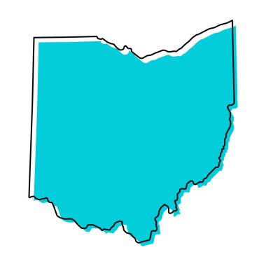 Ohio haritası şekli, Amerika Birleşik Devletleri. Düz konsept simge vektör çizimi .