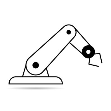 Mekanik robot kol makinesi gölge ikonu, teknoloji hidrolik robot el, vektör illüstrasyonu .