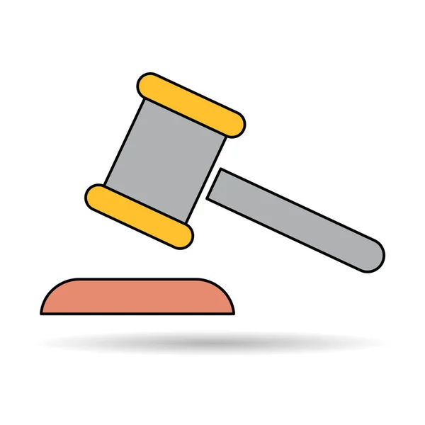 Judge Hammer Icon Shadow Law Auction Symbol Gavel Justice Sign — 스톡 벡터