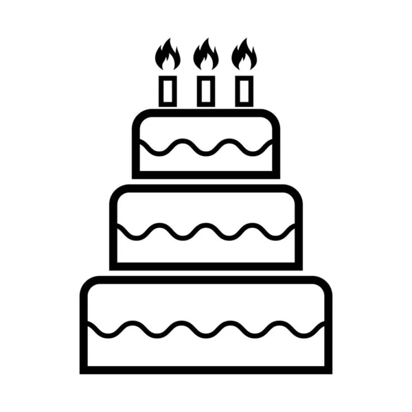 Icono Torta Dulce Panadería Postre Símbolo Comida Feliz Cumpleaños Vector — Vector de stock