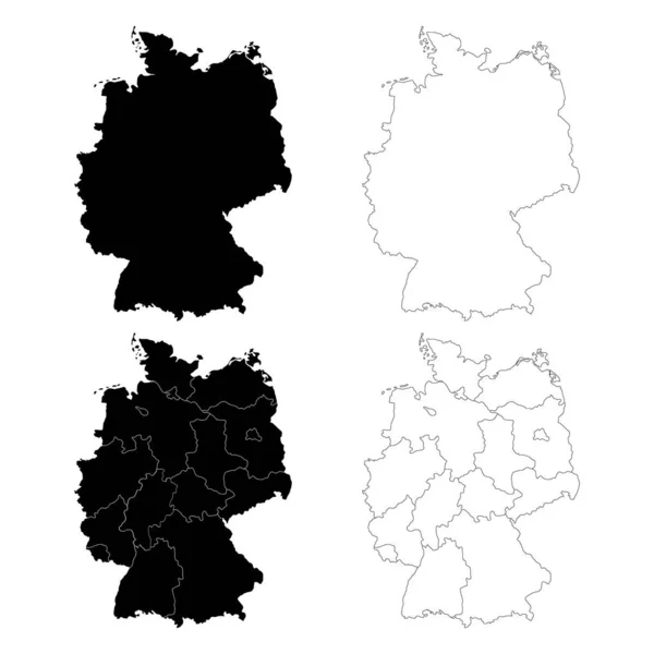 Conjunto Icono Mapa Alemania Concepto Geografía Blanco Ilustración Vectorial Gráfico — Archivo Imágenes Vectoriales