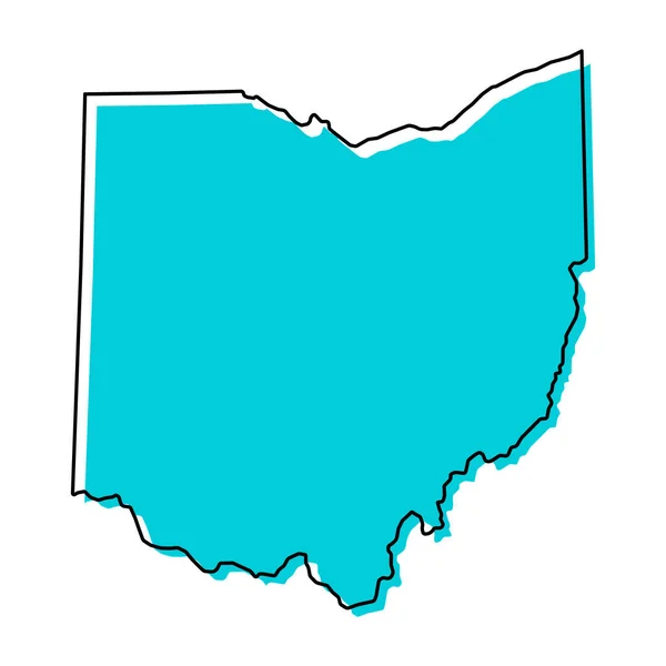 俄亥俄州的地图形状 美国的统一州 平面概念图标符号矢量插图 — 图库矢量图片