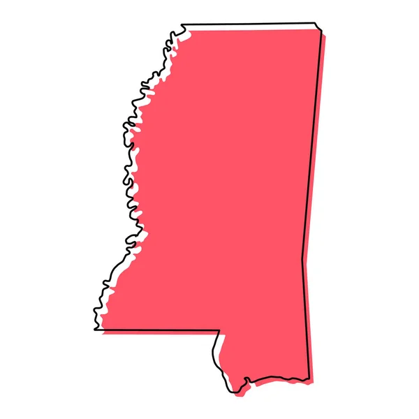 Mississippi Map Shape United States America Flat Concept Icon Symbol — Vetor de Stock