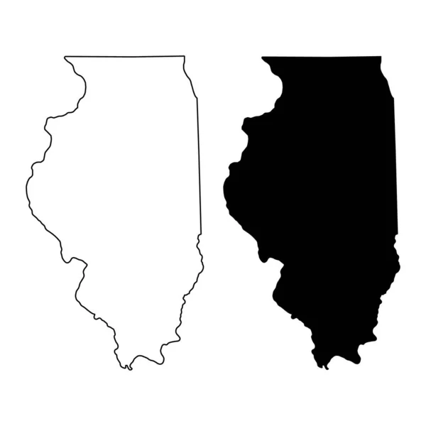 Set Peta Illinois Amerika Serikat Negara Ilustrasi Vektor Ikon Konsep - Stok Vektor