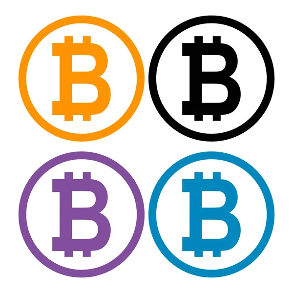 Conjunto Bitcoin Moeda Web Internet Símbolo Design Criptografia Eletrônica Ilustração —  Vetores de Stock