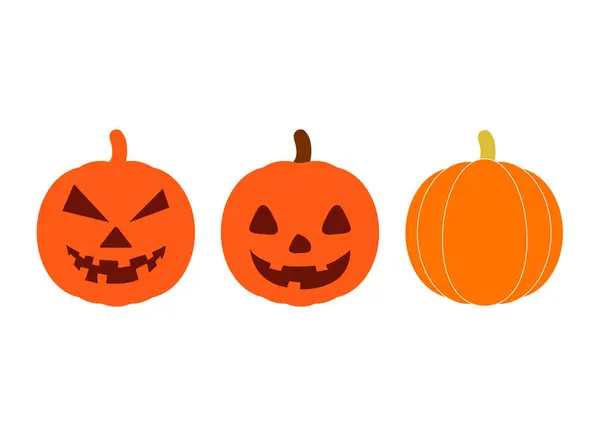 Set Pumpkin Halloween Icon Vector October Celebration Flat Silhouette Illustration — стоковый вектор
