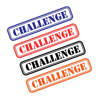 Challenge pul sembolü seti, etiket etiketi işareti düğmesi, metin sancak vektör illüstrasyonu .