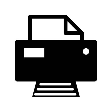 Yazıcı belgesi web simgesi, yazdırma makinesi teknolojisi düz işaret çizimi .