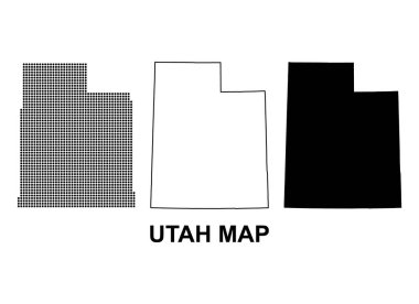 Utah haritası seti, Amerika Birleşik Devletleri. Düz konsept simge vektör çizimi .