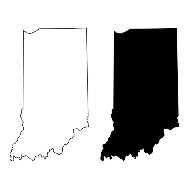 Indiana haritası seti, Amerika Birleşik Devletleri. Düz konsept vektör çizimi .