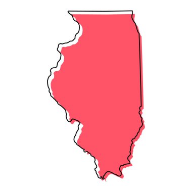 Illinois haritası şekli, Amerika Birleşik Devletleri. Düz konsept simge vektör çizimi .