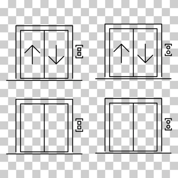 Uppsättning Hiss Ikon Grafisk Design Tecken Byggnad Dörröppning Symbol Vektor — Stock vektor