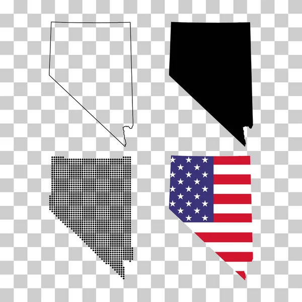 Set Nevada Map Shape United States America Flat Concept Icon — Vettoriale Stock