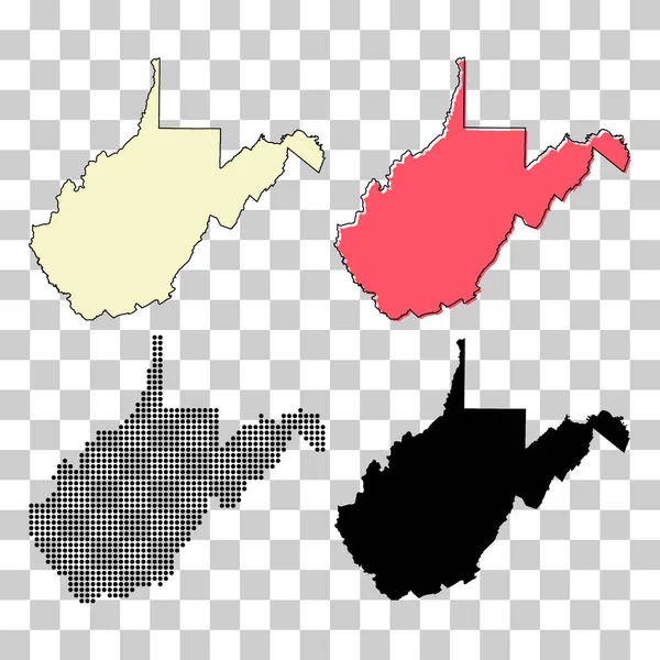 一套西弗吉尼亚的地图形状 美国的联邦 平面概念图标符号矢量插图 — 图库矢量图片