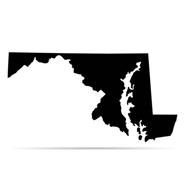 Forma Della Mappa Del Maryland Stati Uniti America Concetto Piatto — Vettoriale Stock