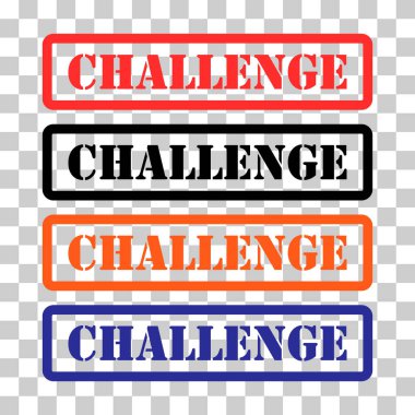 Challenge pul sembolü seti, etiket etiketi işareti düğmesi, metin sancak vektör illüstrasyonu .