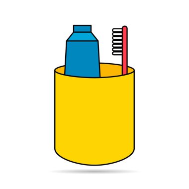 Diş fırçası gölge ikonu, diş hijyen ağı işareti, sağlık hekimi illüstrasyonu .